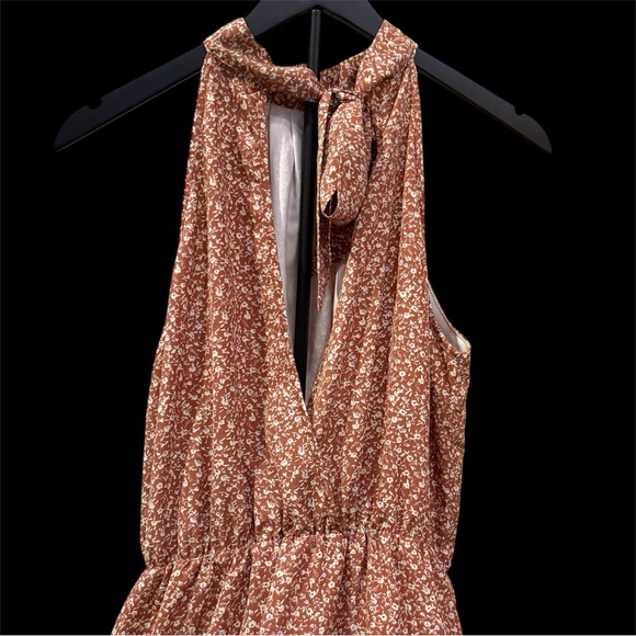 Rust Floral Ruffle Hem Dress - Picture 2 of 2